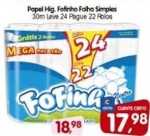 Cercadão Papel hig. Fofinho Folha Simples oferta