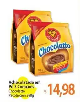 Atacadão Achocolatado em Pó 3 Corações Chocolatto Pacote oferta