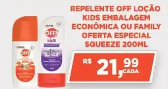 Repelente off loção kids embalagem econômica ou family oferta especial squeeze
