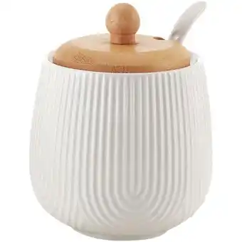 Benoit Açucareiro com Colher Cerâmica Tampa Bambu Hauskraft Oasis 330ml oferta