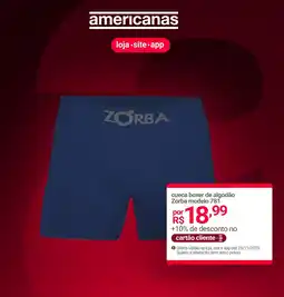 Lojas Americanas cueca boxer de algodão Zorba modelo 781 oferta