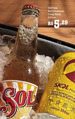 Supermercados Pague Menos Cerveja Sol Premium Long Neck oferta