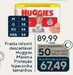 Coop Fralda infantil descartável Huggies Máxima Proteção hiperzinha tamanhos oferta