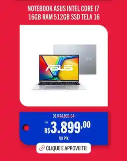 Casas Bahia Notebook asus intel core i7 16gb ram 512gb ssd tela 16 oferta