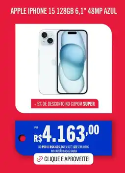 Casas Bahia Apple iphone 15 128gb 6.1" 48mp azul oferta
