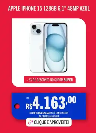 Apple iphone 15 128gb 6.1" 48mp azul