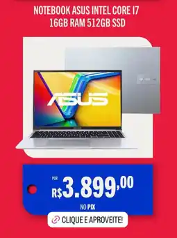 Casas Bahia Notebook asus intel core 17 16gb ram 512gb ssd oferta