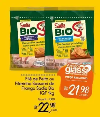 Filé de Peito ou Filezinho Sassami de Frango Sadia Bio IQF