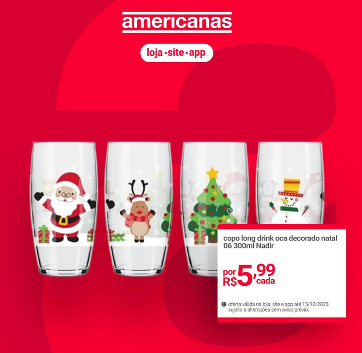 Lojas Americanas copo long drink oca decorado natal 06 Nadir oferta