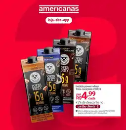 Lojas Americanas bebida power whey Três corações oferta