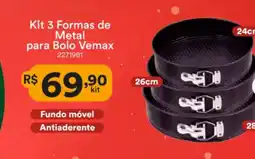 Multicoisas Kit 3 Formas de Metal para Bolo Vemax oferta