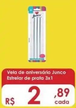 Supermercados Mateus Vela de aniversário Junco Estrelar de prata 3x1 oferta