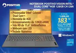 Lojas Cem Notebook positivo vision intel® dual core™4gb 128gb c4128a oferta
