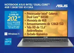 Lojas Cem Notebook asus intel® dual core™ 4gb 128gb ssd x515ka oferta
