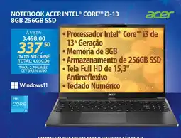 Lojas Cem Notebook acer intel® core™ i3-13 8gb 256gb ssd oferta