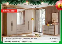 Lojas Koerich Roupeiro 6pt c/ espelho Giardino. CK 4757100 oferta