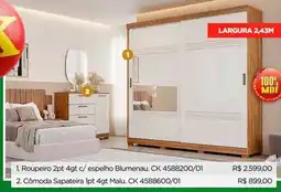 Lojas Koerich Roupeiro 2pt 4gt c/ espelho Blumenau. CK 4588200/01 oferta