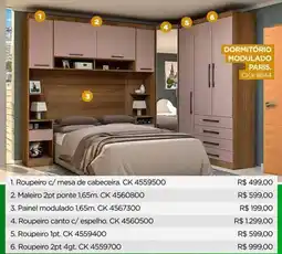 Lojas Koerich Roupeiro c/mesa de cabeceira. CK 4559500 oferta