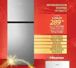 Lojas Cem Refrigerador hisense RT3N375 oferta