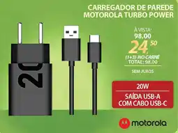 Lojas Cem Carregador de parede motorola turbo power oferta