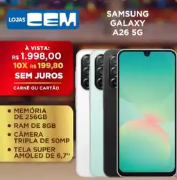 Lojas Cem Samsung galaxy A26 5G oferta