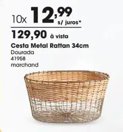 Zaffari Cesta Metal Rattan 34cm oferta