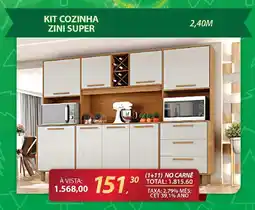 Lojas Cem Kit cozinha zini super 2.40m oferta