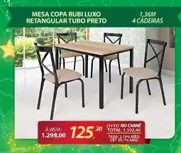 Lojas Cem Mesa copa rubi luxo retangular tubo preto oferta