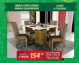 Lojas Cem Mesa copa vidro minas quadrada oferta
