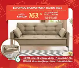 Lojas Cem Estofado bicama roma tecido bege oferta