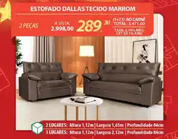 Lojas Cem Estofado dallas tecido marrom oferta