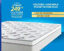Lojas Cem Colchão 1,93m mola pocket in star plus oferta