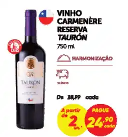 Dia Vinho carmenère reserva taurón oferta