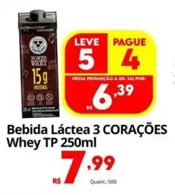 Althoff Supermercados Bebida Láctea 3 CORAÇÕES Whey TP oferta