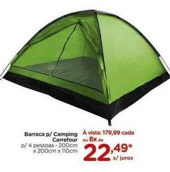 Barraca P Camping Carrefour P 4 Pessoas 200cm X 200cm X 110cm