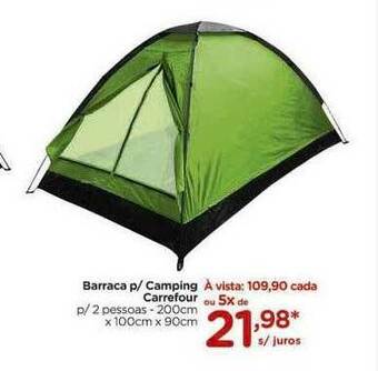 Barraca P Camping Carrefour P 2 Pessoas 200cm X 100cm X 90cm