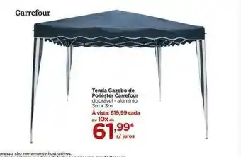 Tenda Gazebo De Poliéster Carrefour Dobrável Aluminio 3m X 3m