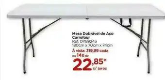 Carrefour Mesa Dobrável De Aço Carrefour 180cm X 70cm X 74cm oferta