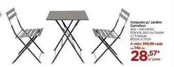 Carrefour Conjunto P Jardim Carrefour Aço Nas Cores: Branca Azul Ou Taupe C 3 Peças 60cm X 71cm oferta