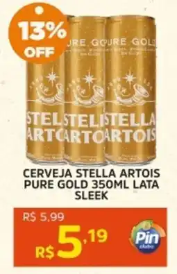 Pinheiro Supermercado Cerveja stella artois pure gold lata sleek oferta