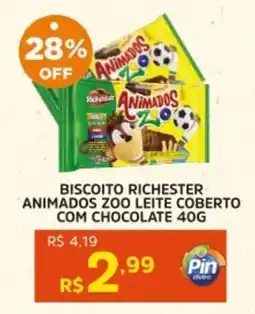 Pinheiro Supermercado Biscoito richester animados zoo leite coberto com chocolate oferta
