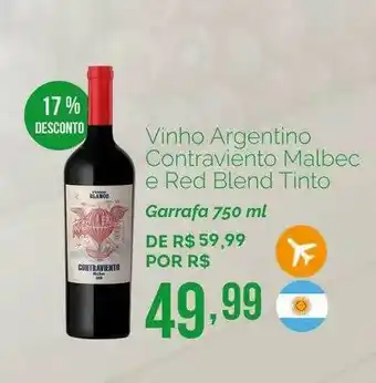 Oba Hortifruti Vinho Argentino Contraviento Malbec E Red Blend Tinto 17% Desconto oferta