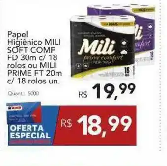 Supermercados Koch Papel Higiênico Mili Soft Comf Fd 30m C 18 Rolos Ou Mili Prime Ft 20m C 18 Rolos Un. oferta