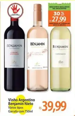Atacadão Vinho Argentino Benjamin Nieto Vários tipos Garrafa oferta