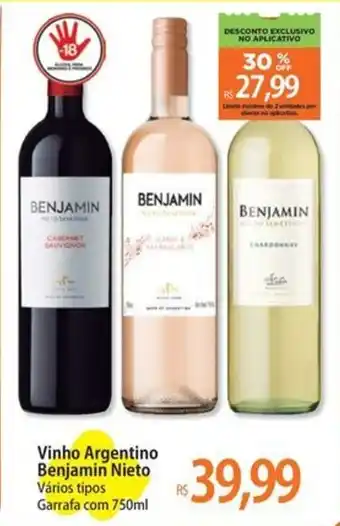 Vinho Argentino Benjamin Nieto Vários tipos Garrafa