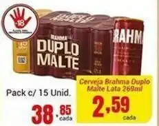 Barbosa Supermercados Cerveja Brahma Duplo Malte Lata 269ml Pack com 15 oferta