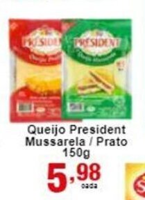 Rossi Supermercado Queijo President Mussarela/ Prato 150g oferta