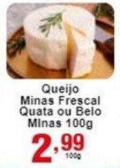 Queijo Minas Frescal Quata ou Belo Minas 100g