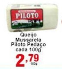 Rossi Supermercado Queijo Mussarela Piloto Pedaco cada 100g oferta