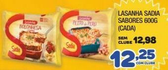 Costazul Supermercados Lasanha sadia sabores 600g oferta